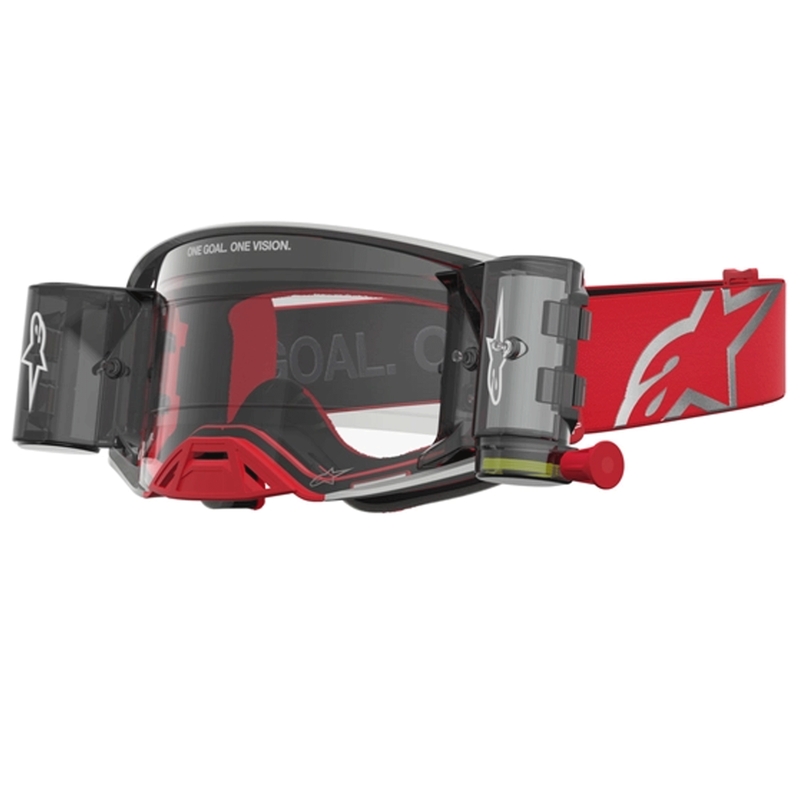 Alpinestars Supertech Firma rood-zilveren crossbril met transparant plexiglas