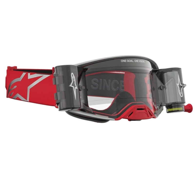Alpinestars Supertech Firma rood-zilveren crossbril met transparant plexiglas