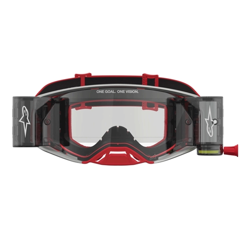 Alpinestars Supertech Firma rood-zilveren crossbril met transparant plexiglas