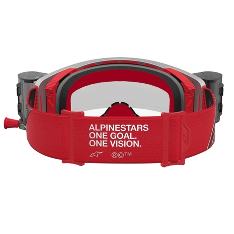 Alpinestars Supertech Firma rood-zilveren crossbril met transparant plexiglas
