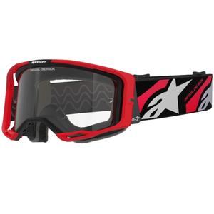 Alpinestars Vision 8 Luar rood en zwarte motorcrossbril met heldere lens