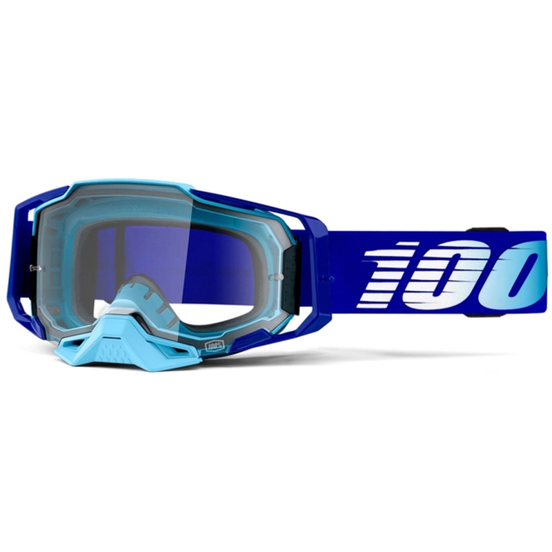 Motorcrossbril 100% ARMEGA Koningsblauw (helder plexi)
