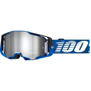 Motorcrossbril 100% ARMEGA Rockchuck zwart-wit-blauw (zilver plexi)