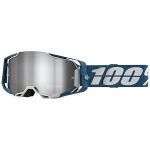 Motorcrossbril 100% ARMEGA Albar grijsblauw (zilver plexi)