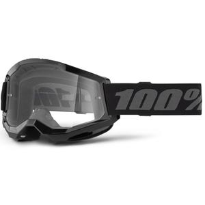 Kinder motorcrossbril 100% STRATA 2 zwart helder plexi