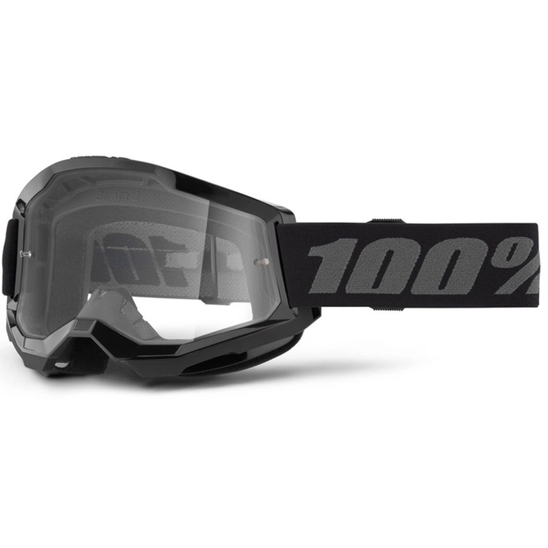 Kinder motorcrossbril 100% STRATA 2 zwart helder plexi