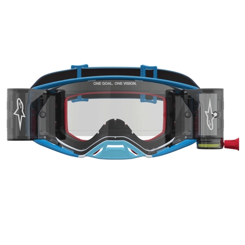 Alpinestars Supertech ROLL-OFF motorcrossbril blauwzilver met transparant plexiglas