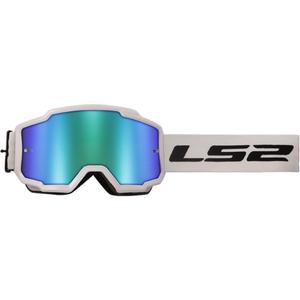 LS2 Charger H-V motorcrossbril wit met groen iridium plexi