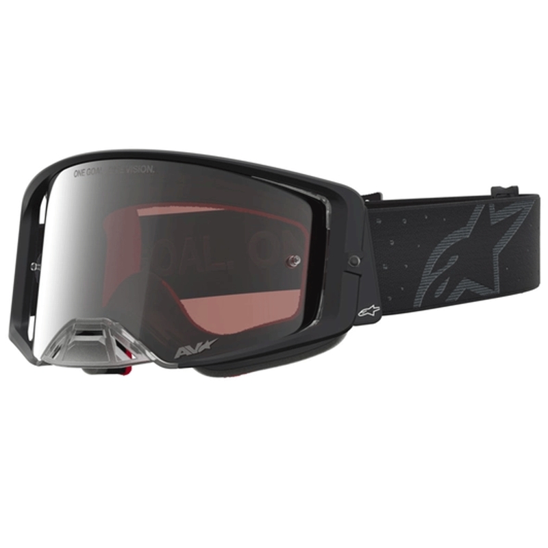 Alpinestars Supertech Cloak motorcrossbril zwart met spiegelend zilverkleurig plexiglas