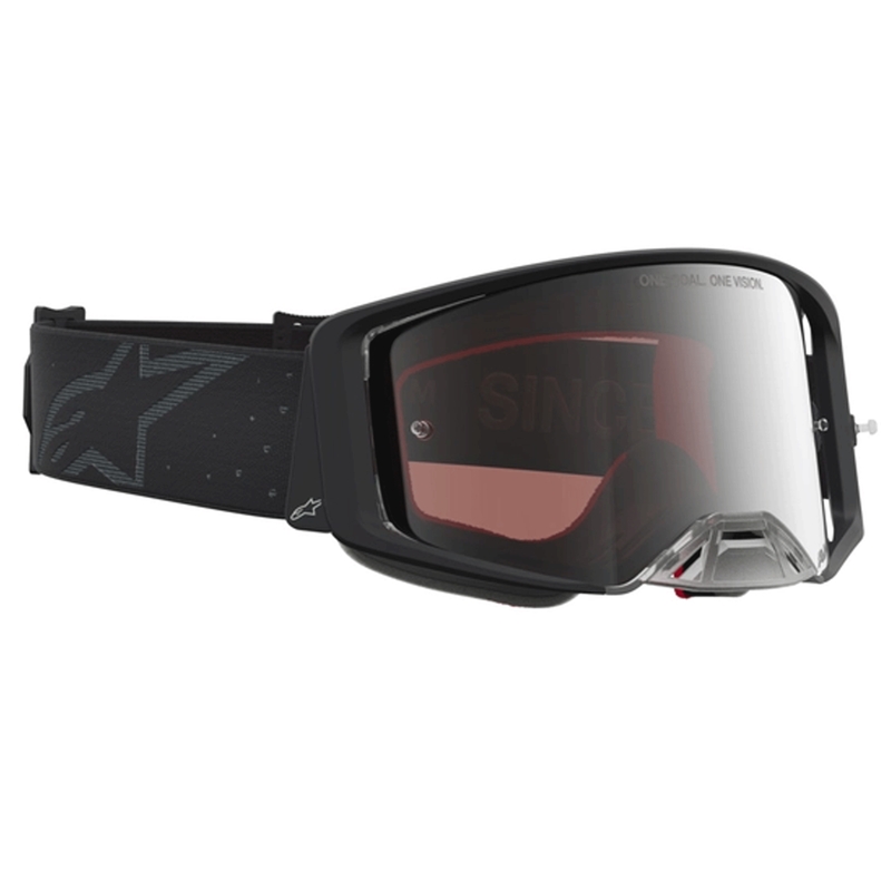 Alpinestars Supertech Cloak motorcrossbril zwart met spiegelend zilverkleurig plexiglas