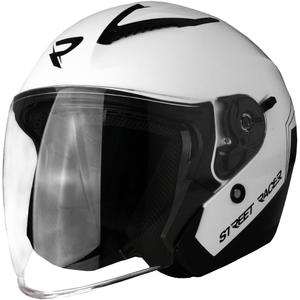 Open motorhelm Street Racer Sonic glanzend wit-zwart - II. kwaliteit