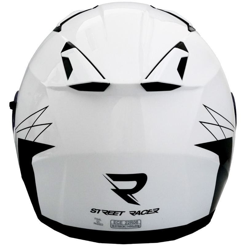 Open motorhelm Street Racer Sonic glanzend wit-zwart - II. kwaliteit