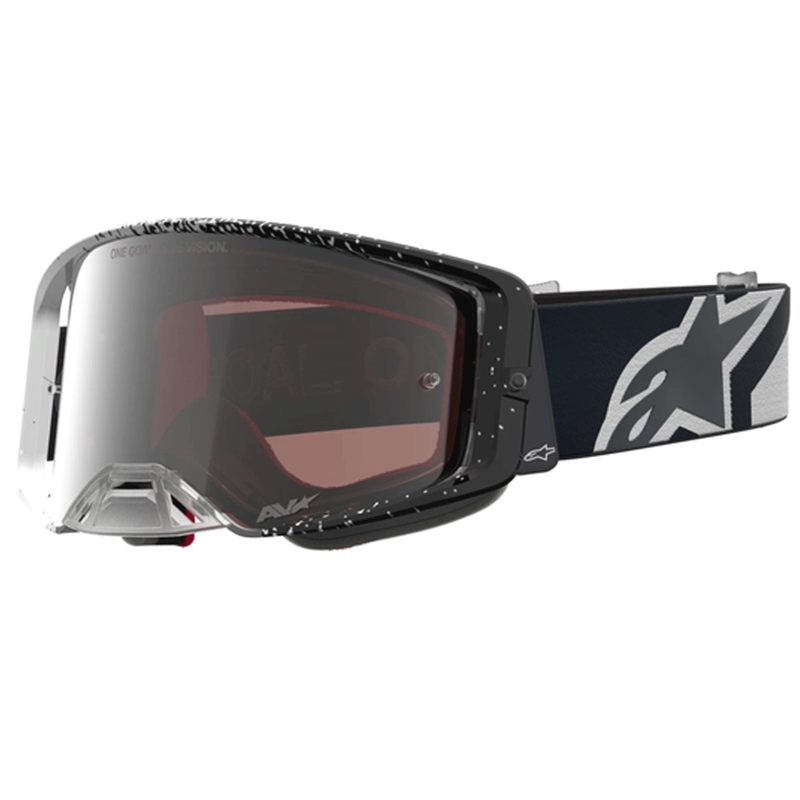 Alpinestars Supertech motorcrossbril wit-zwart met spiegelend zilverkleurig plexiglas