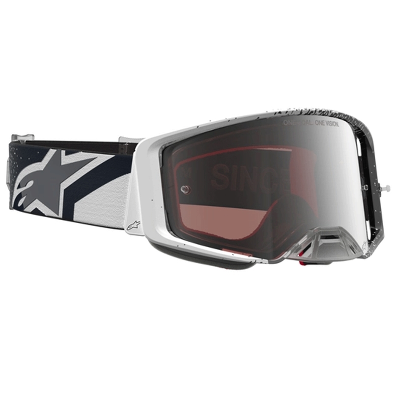 Alpinestars Supertech motorcrossbril wit-zwart met spiegelend zilverkleurig plexiglas