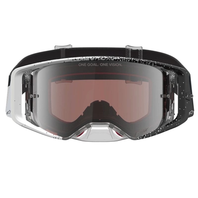 Alpinestars Supertech motorcrossbril wit-zwart met spiegelend zilverkleurig plexiglas