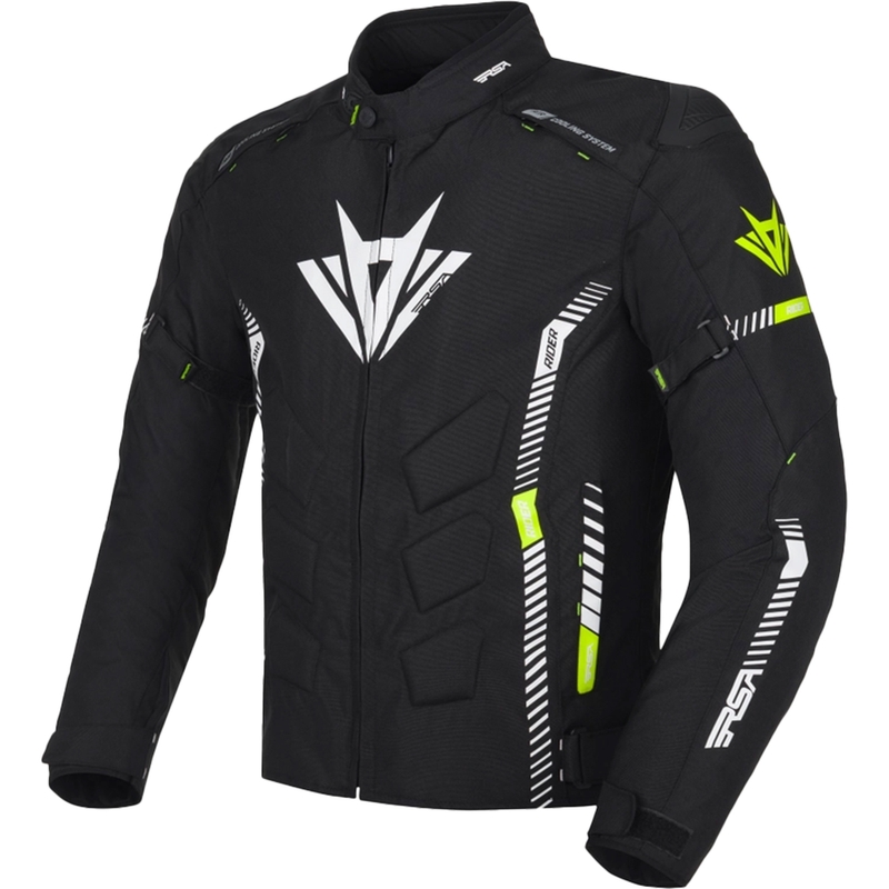 Motorjas RSA Rider zwart-wit-fluo geel 2 - II. kwaliteit