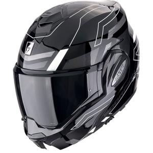 Opvouwbare motorhelm Scorpion EXO-TECH EVO CONQUER zwart-wit - II. kwaliteit