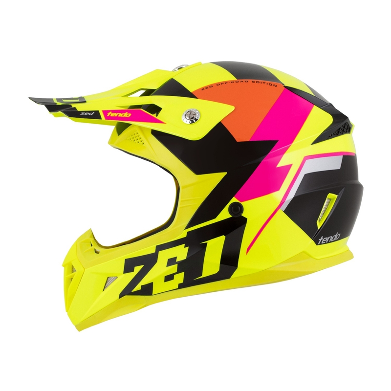 Kinder motorcrosshelm ZED X1.9 Tendo fluo geel-roze-oranje-zwart - II. kwaliteit