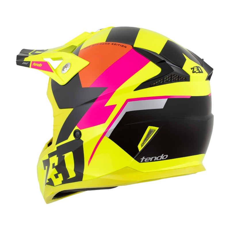 Kinder motorcrosshelm ZED X1.9 Tendo fluo geel-roze-oranje-zwart - II. kwaliteit