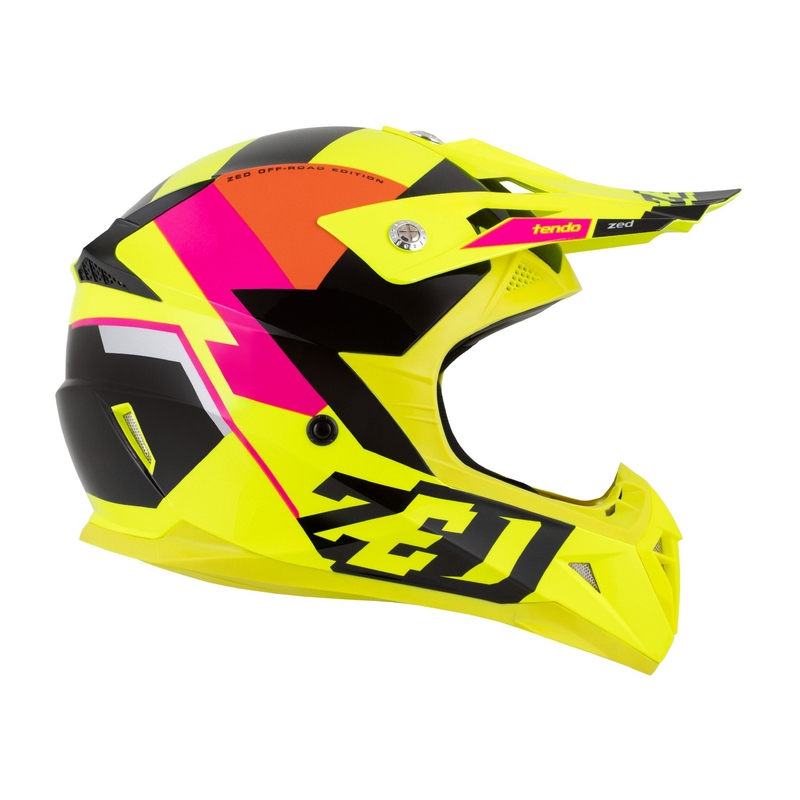 Kinder motorcrosshelm ZED X1.9 Tendo fluo geel-roze-oranje-zwart - II. kwaliteit