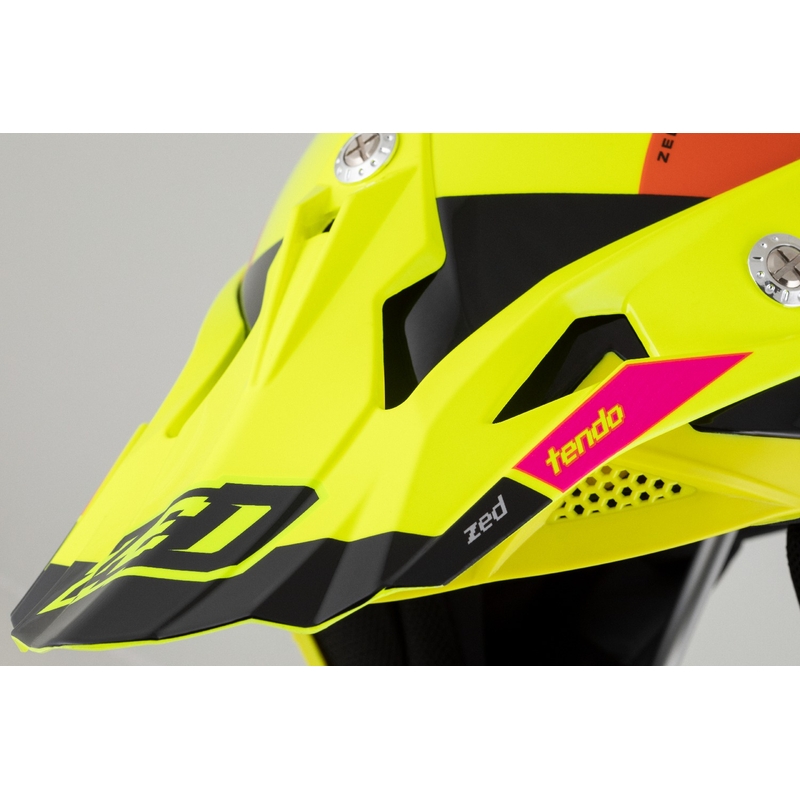 Kinder motorcrosshelm ZED X1.9 Tendo fluo geel-roze-oranje-zwart - II. kwaliteit