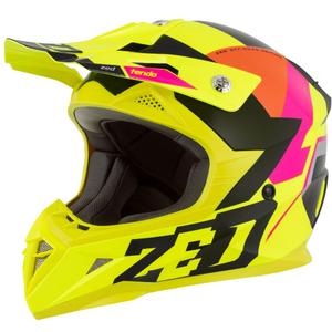 Kinder motorcrosshelm ZED X1.9 Tendo fluo geel-roze-oranje-zwart - II. kwaliteit