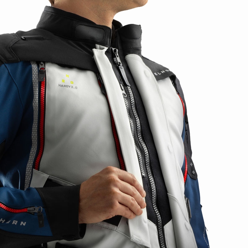 Motorjas Rebelhorn Hardy 3.0 blauw-grijs-rood 2 - II. kwaliteit