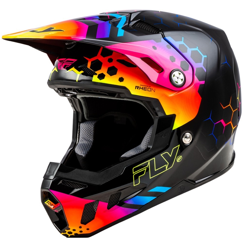 Motorcrosshelm FLY Racing Formula CC Tektonic zwart-geel-roze - II. kwaliteit