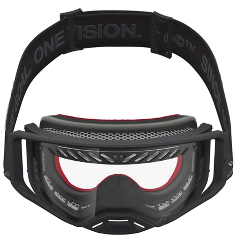 Alpinestars Supertech Vesta crossbril in zwart-zilver met transparant plexiglas.