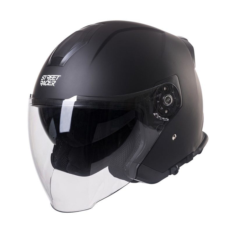 Open motorhelm Street Racer SR 01 MotoZem Performance zwart uitverkoop