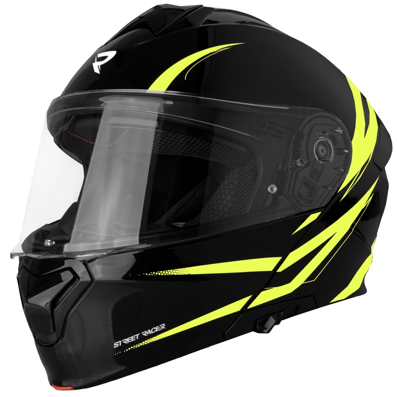 Opklapbare motorhelm Street Racer Fury zwart-fluo geel 2 - II. kwaliteit
