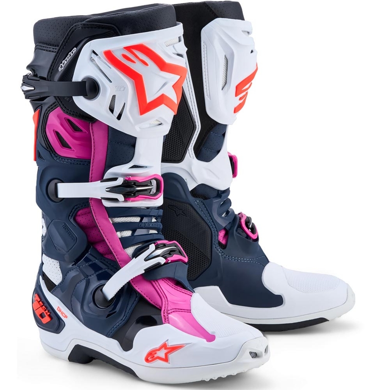 Alpinestars TECH 10 Supervented motorcrosslaarzen donkerblauw-wit-zwart-paars
