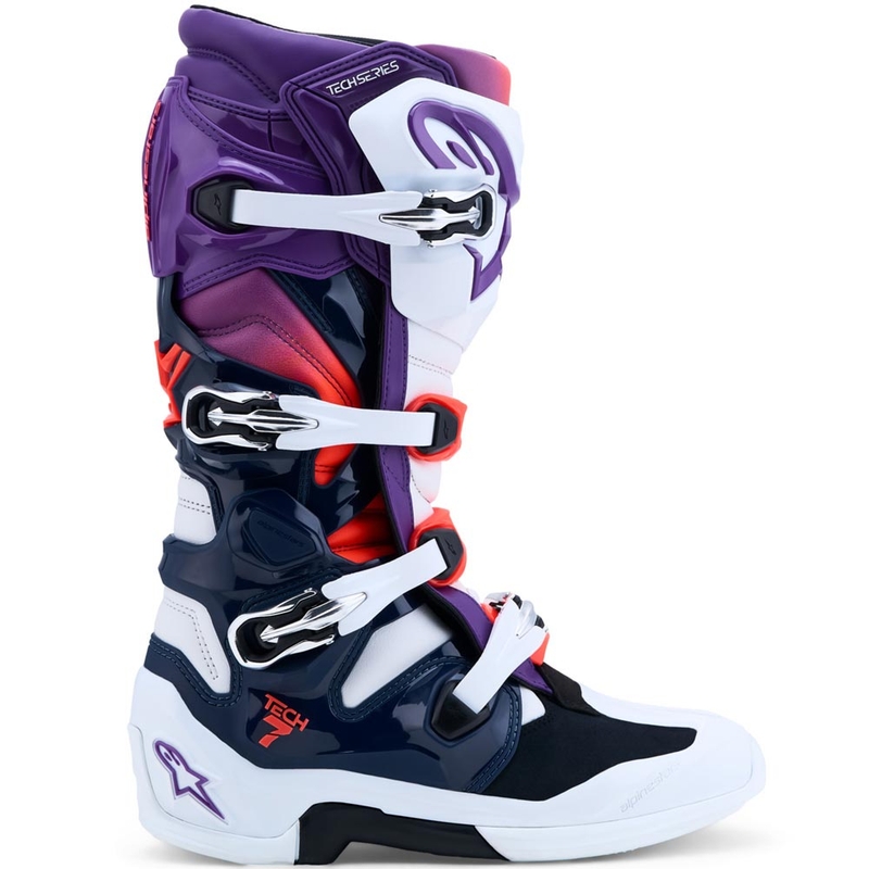 Alpinestars TECH 7 motorcrosslaarzen paars-wit-donkerblauw-fluorrood