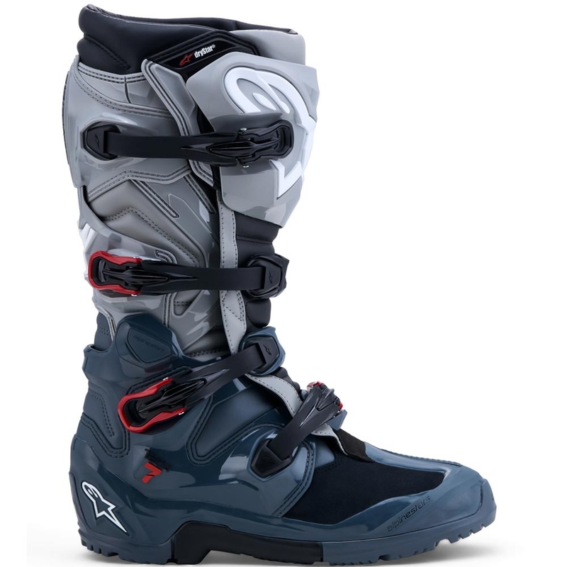 Alpinestars TECH 7 Enduro Drystar motorlaarzen donkergrijs-lichtgrijs-rood