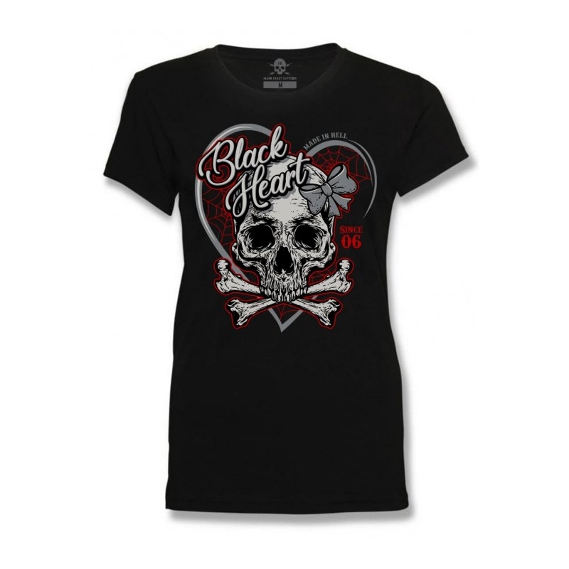 Dámské triko Black Heart Ribon Skull