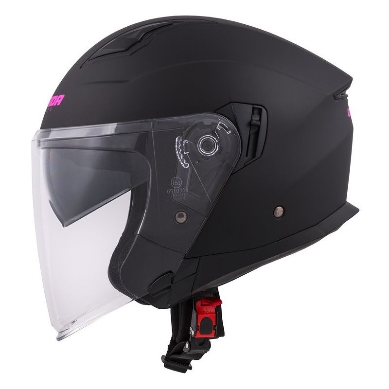 Cassida Jet Tech Open Motorhelm Zwart en Roze