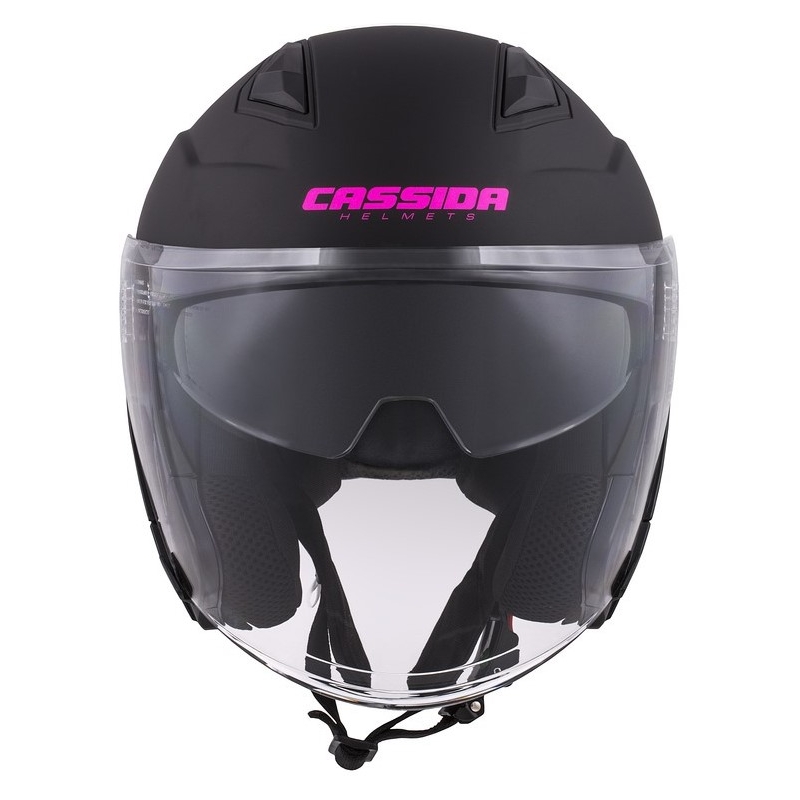 Cassida Jet Tech Open Motorhelm Zwart en Roze