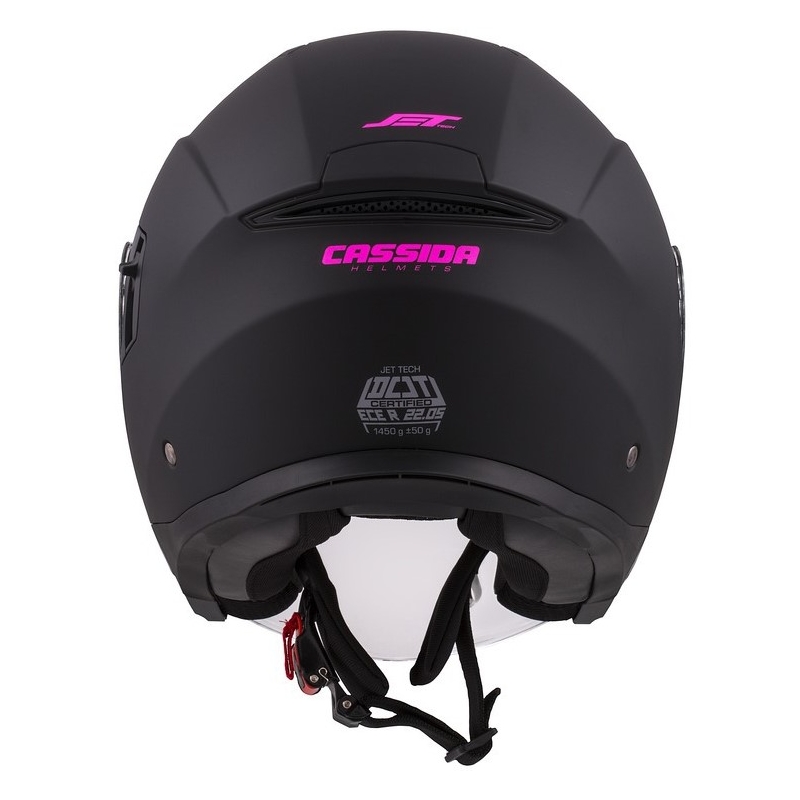 Cassida Jet Tech Open Motorhelm Zwart en Roze
