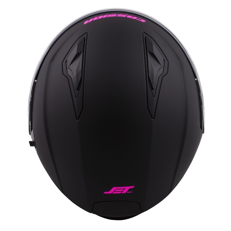 Cassida Jet Tech Open Motorhelm Zwart en Roze