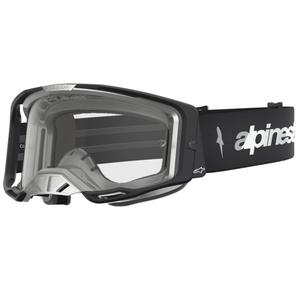 Alpinestars Vision 8 Amber crossbril, zwart-zilver met transparant plexiglas.