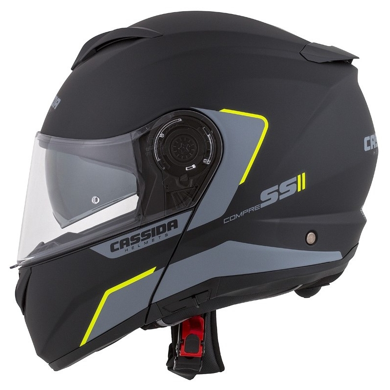 Cassida Compress 2.0 Refraction zwart-grijs-fluo geel opklapbare motorhelm uitverkoop