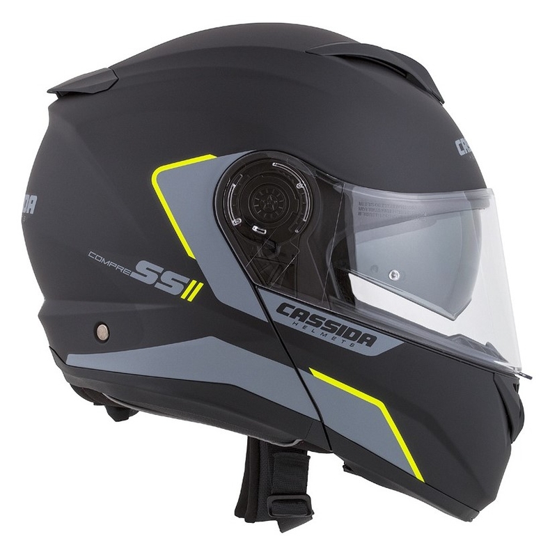 Cassida Compress 2.0 Refraction zwart-grijs-fluo geel opklapbare motorhelm uitverkoop