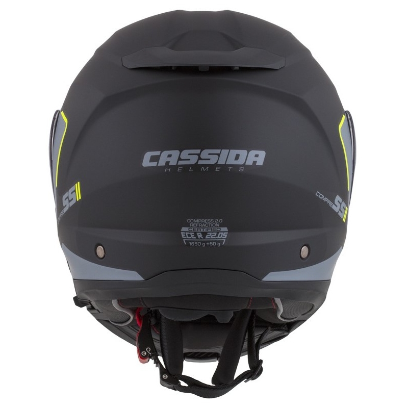 Cassida Compress 2.0 Refraction zwart-grijs-fluo geel opklapbare motorhelm uitverkoop