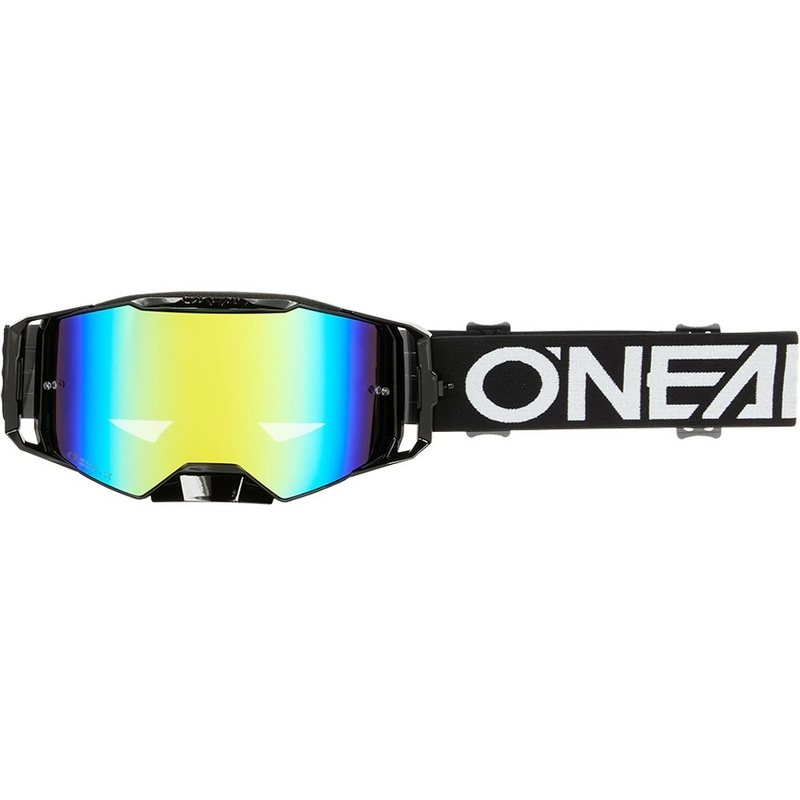 Motocrossbril O'Neal B-55 Cram zwart-wit met spiegelend goudkleurig plexiglas