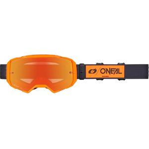 Motocrossbril O'Neal B-22 Core zwart-oranje met spiegelend rood plexiglas