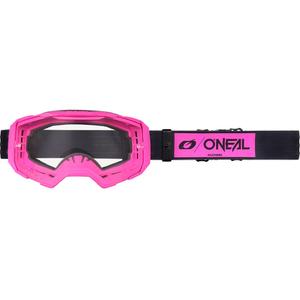 Motocrossbril O'Neal B-22 Core zwart-roze met transparant plexiglas