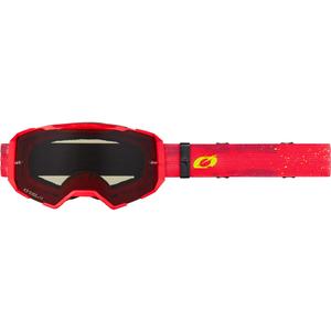 Motocrossbril O'Neal B-22, rood-fluor-geel met grijs plexiglas.