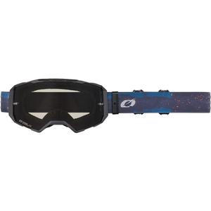 Motocrossbril O'Neal B-22, blauw-oranje lak met grijs plexiglas