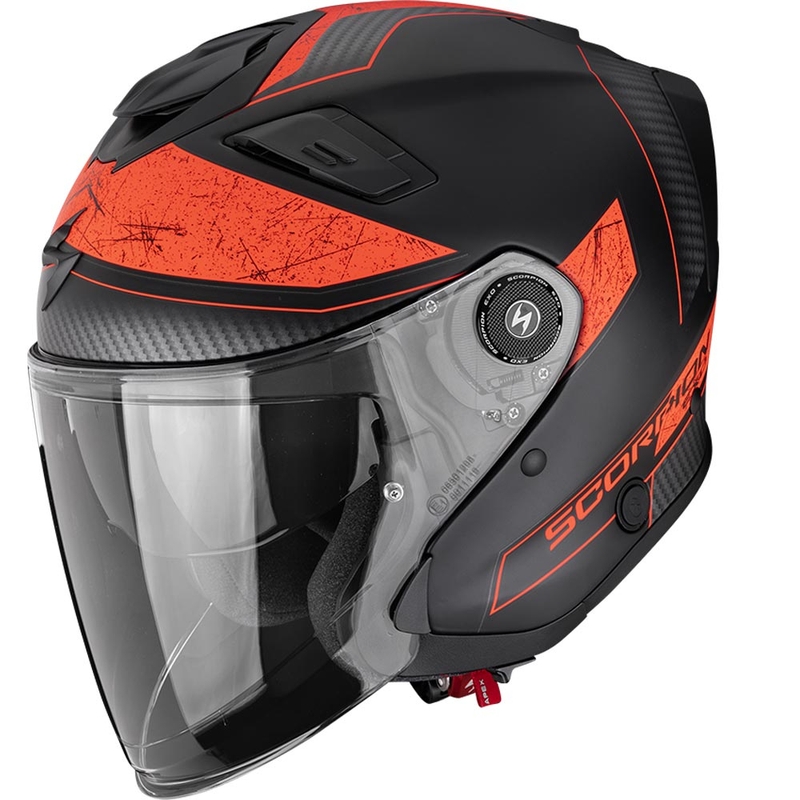 Scorpion EXO-GT Jet Crest open motorhelm matzwart-rood