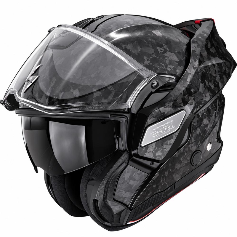 Scorpion EXO-TECH II Onyx Carbon opklapbare motorhelm zwart